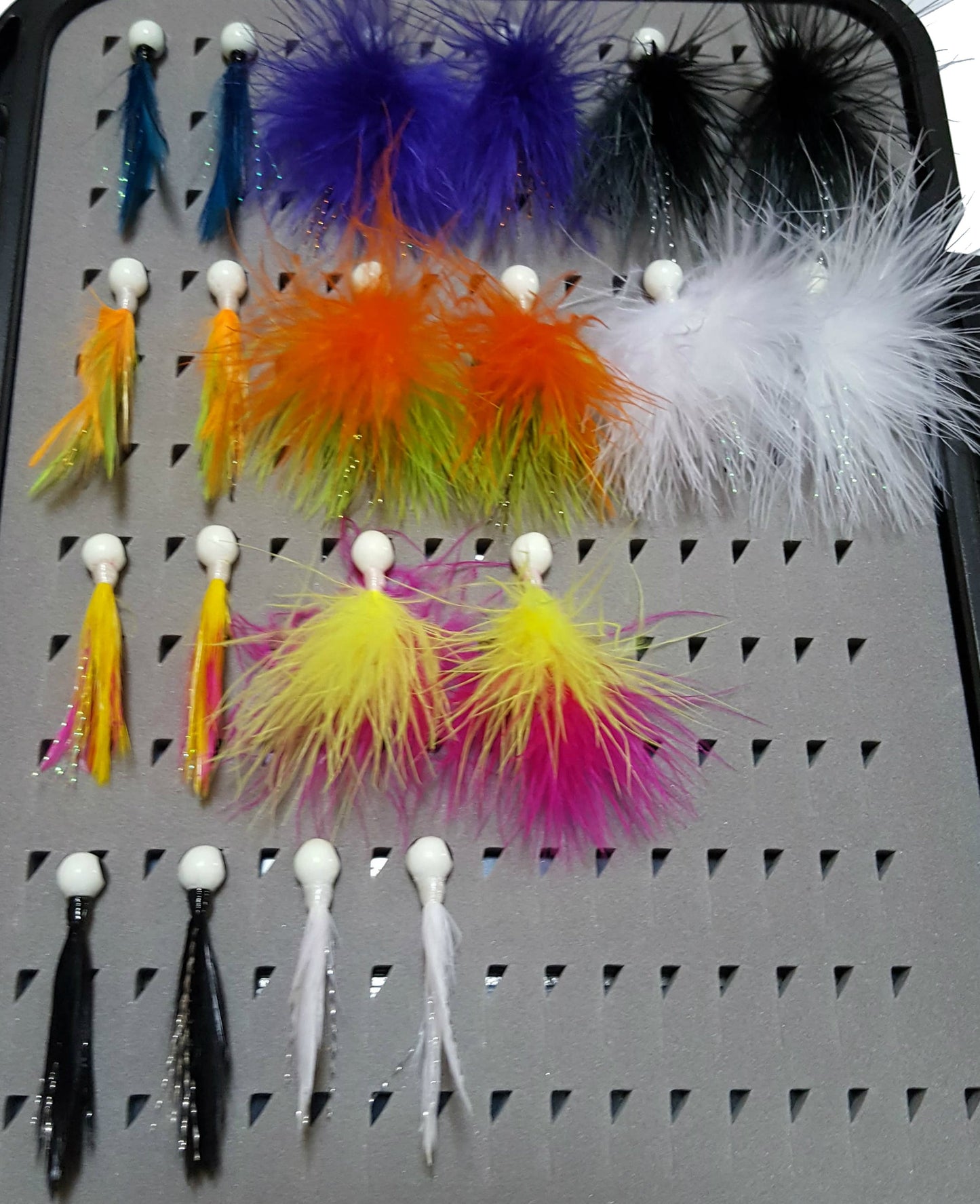 Kenders - 20 Piece Feather/Marabou Jig Kit with Large Pad Box