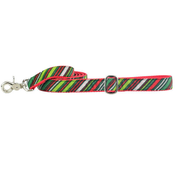 2 Hounds Design Christmas Stripes Velvet Dog Leash