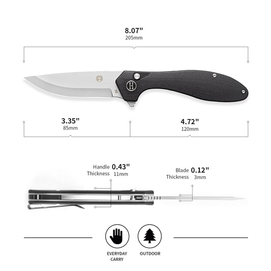 Holtzman's Gorilla Survival The Vector Folding Pocket Knife Giftset for Men and Women (Black and Silver)