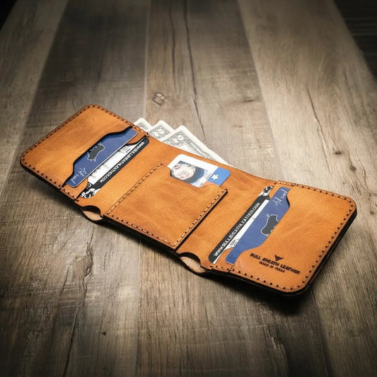 Bull Sheath Leather Western Trifold Wallet