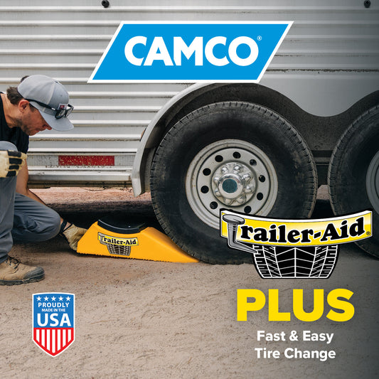 Camco Trailer Aid PLUS Tandem Trailer Tire Changing Ramp with 5.5" Lift, Yellow