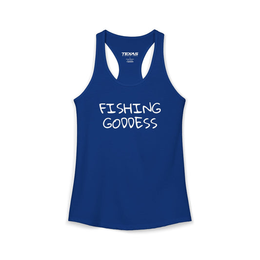 Texas Rigged Tees Fishing Goddess — Women’s Racerback Tank
