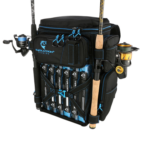 Evolution Outdoor Drift Series 3600 Tackle Backpack with Rod Holders & QuikLatch Trays