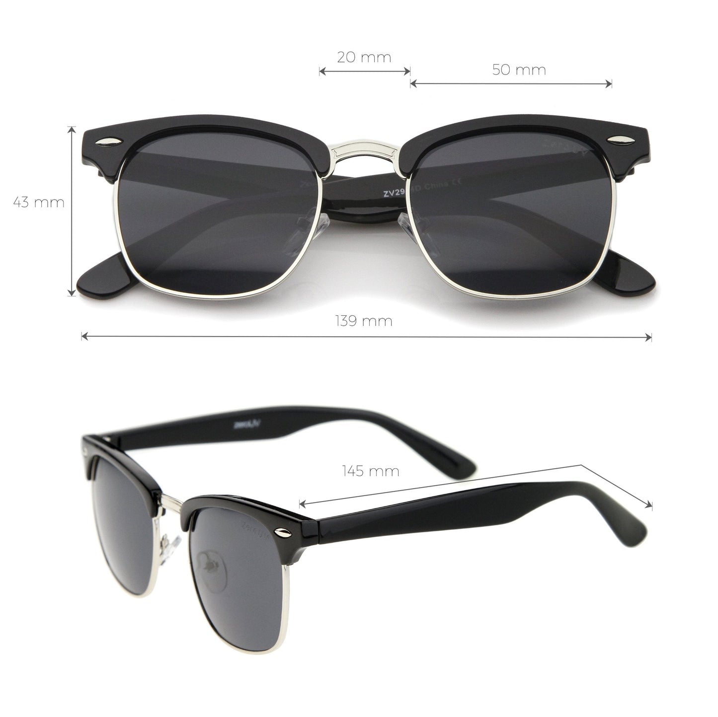 zeroUV - Indie Half Frame Horned Rim Vintage Inspired Sunglasses 2934