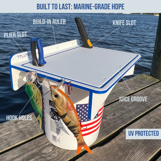 Trapski Made in the USA | Premium Single Bucket Raised 18" Fillet Table and Cutting Board