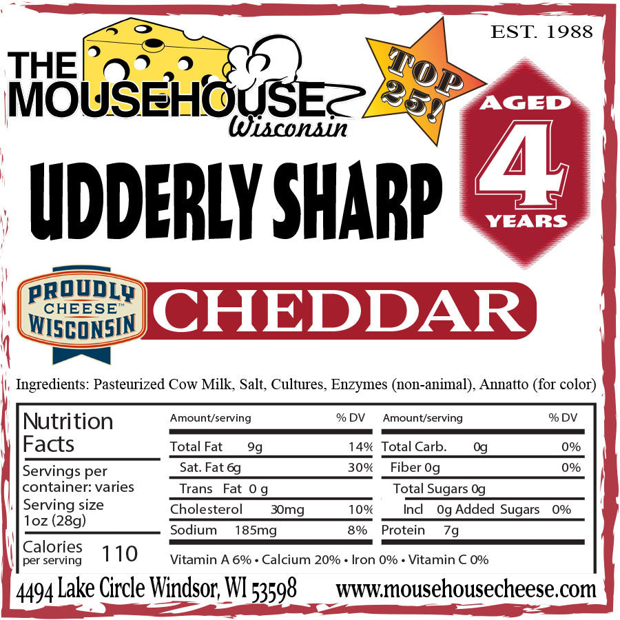 Mousehouse Cheesehaus 4 Year Old Udderly Sharp WHITE Cheddar