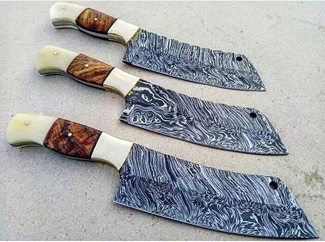 KBS Knives 3 Damascus Steel Cleaver Knives
