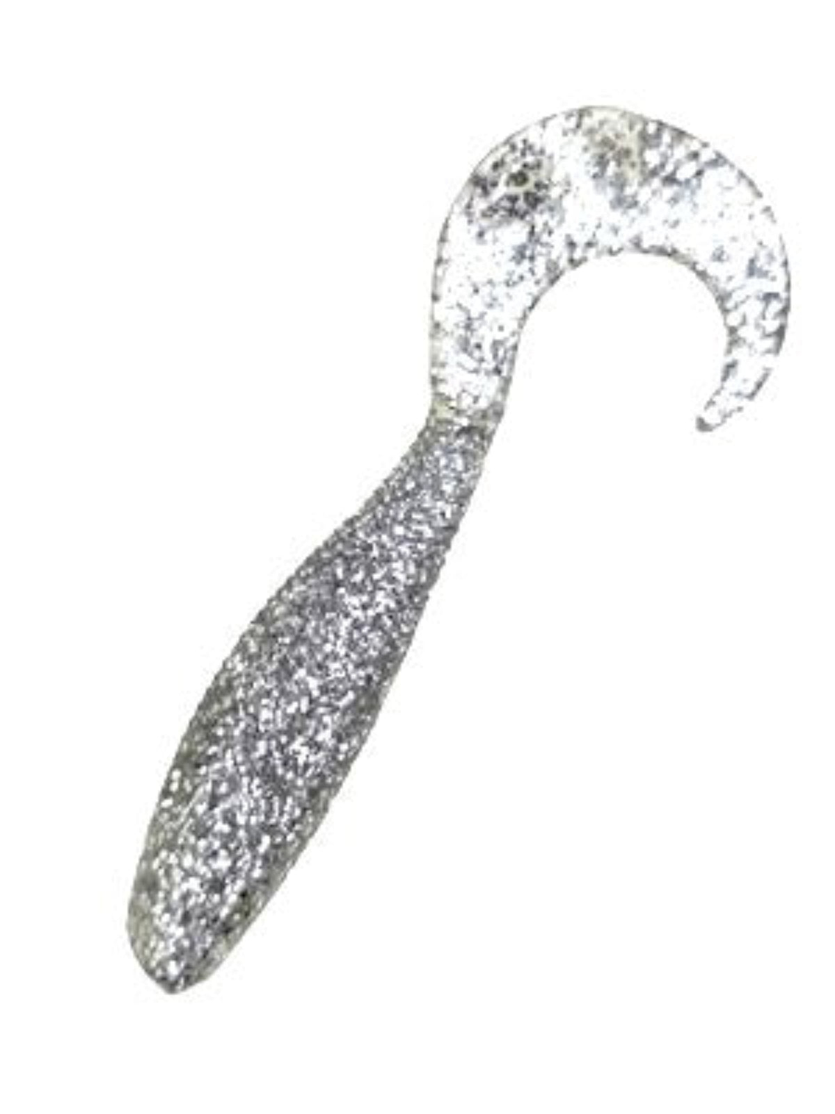 Just Lures Fishing Shad Grub 2.5" - Clear w/ Silver Glitter