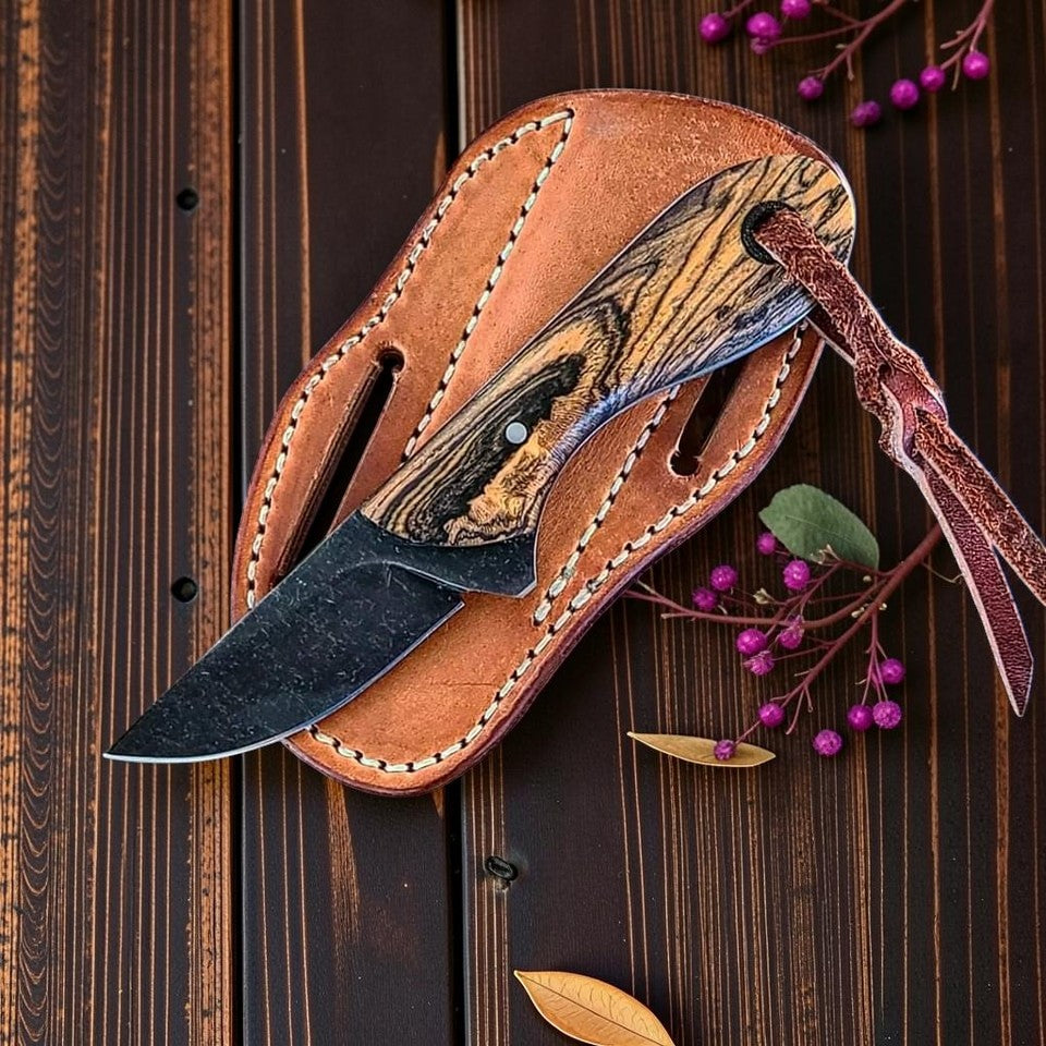 Frontier Cowboy Gear 7" Custom Handmade Cerakote D2 Steel Knife with Leather Sheath