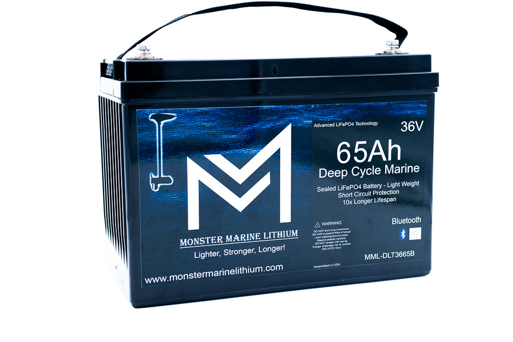 Monster Marine Lithium 36V 65Ah Bluetooth Deep Cycle Lithium Trolling Battery