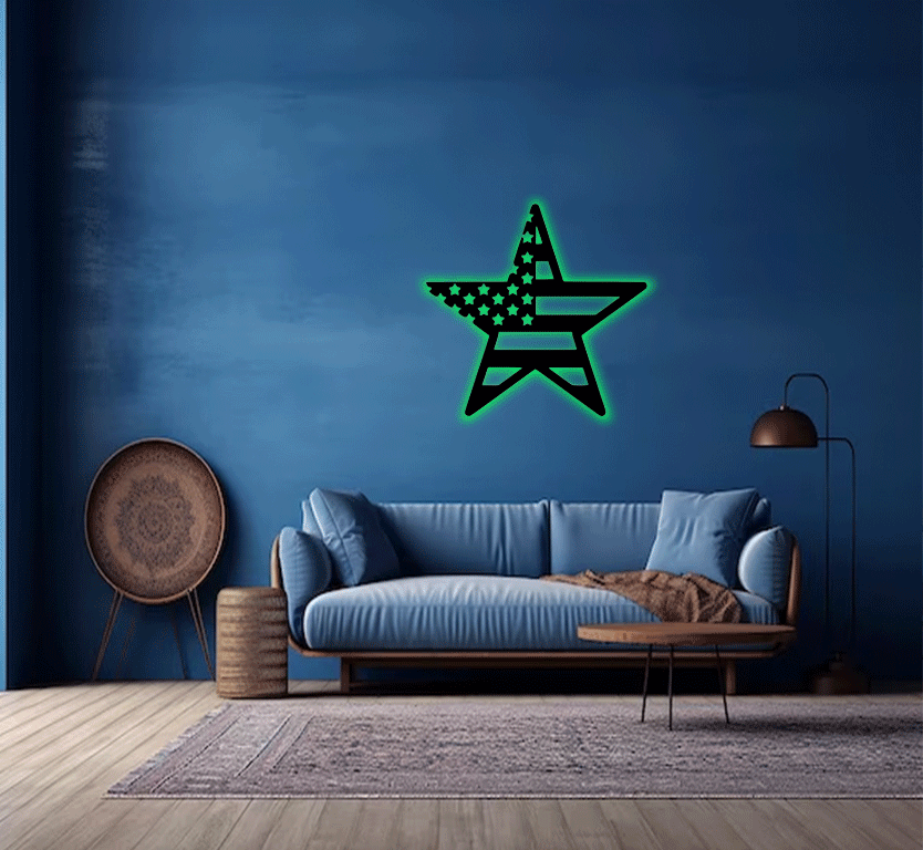 MetalPlex - American Flag Star - Metal Wall Art