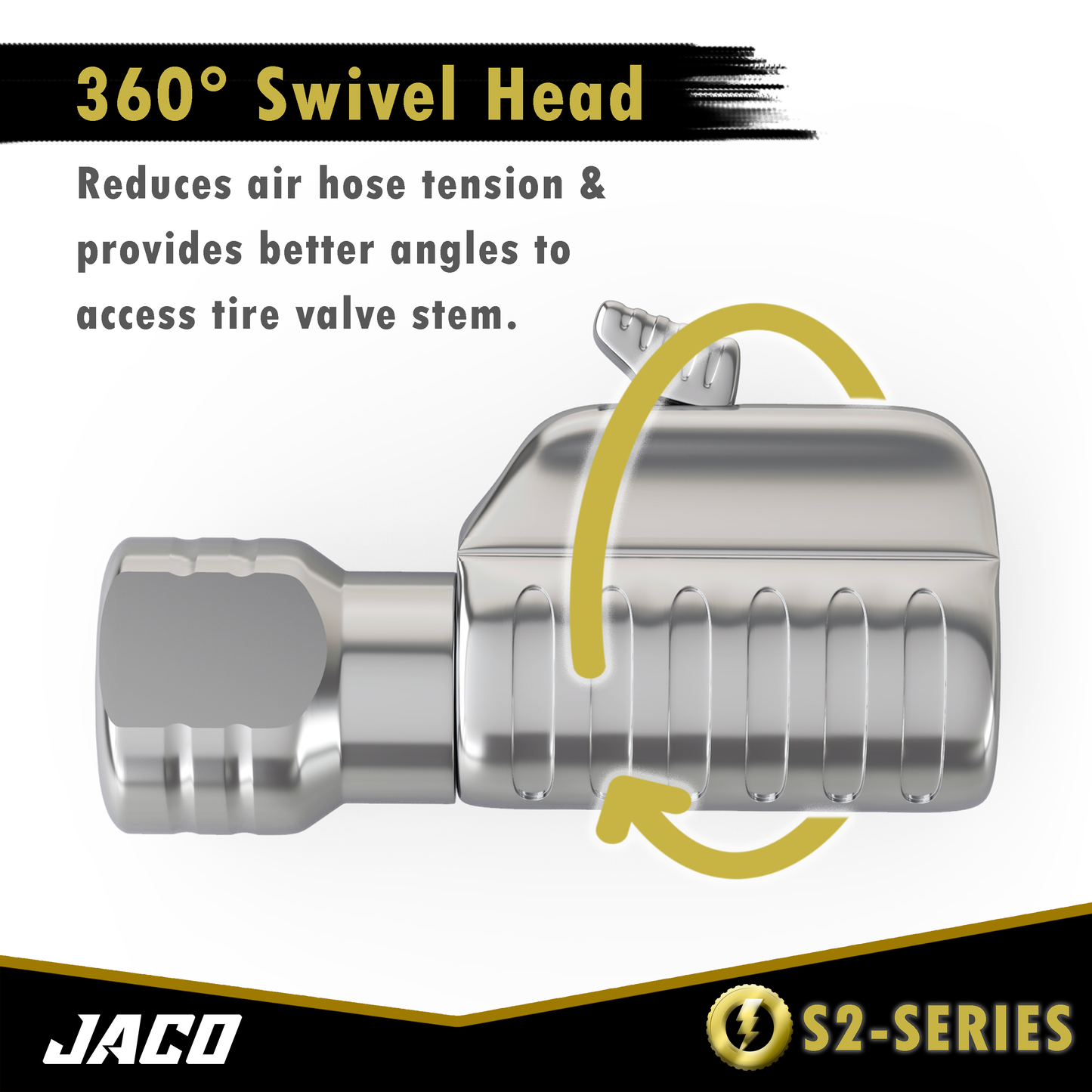 Jaco Lightning™ S2-Series Tire Air Chuck | Open Flow, 1/4" F-NPT (2 Pack)
