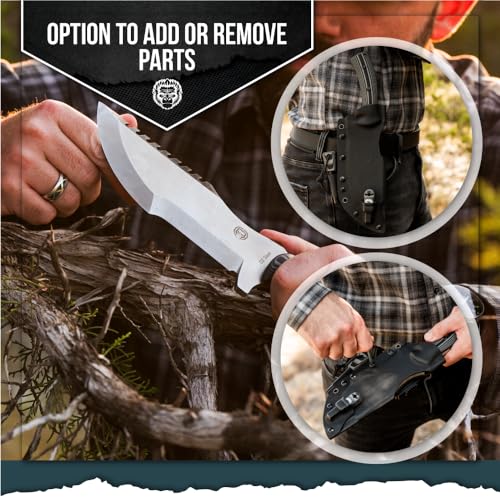 Holtzman's Gorilla Survival The Tracker D2 Steel Bushcraft Survival Knife Gift Set (Black and Gray)