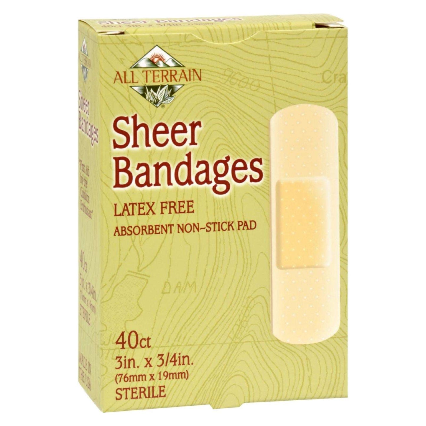 All-Terrain Adhesive Sheer Bandages for Wounds, 3/4 Inch x 3 Inches (Pack of 40)