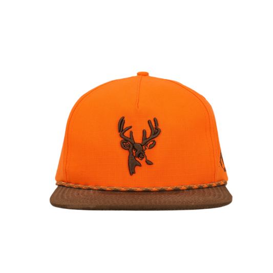 AF Waterfowl Blaze Orange and Brown Ripstop Puff Deer Rope Hat