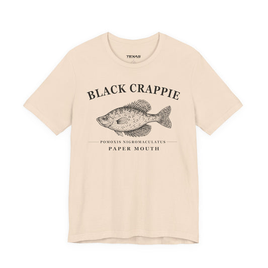 Texas Rigged Tees Black Crappie — Unisex Cotton Tee