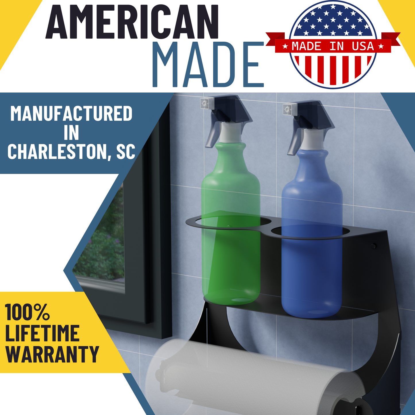 Koova - Horizontal Paper Towel & Spray Bottle Holder