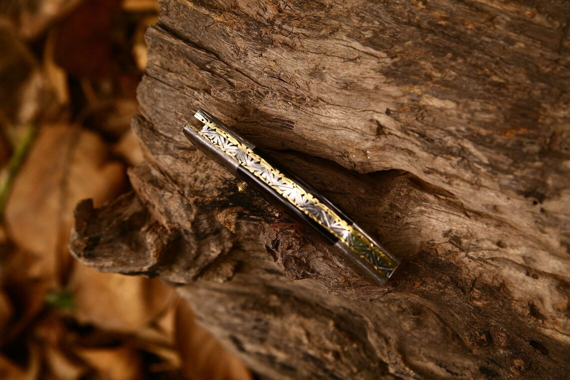 KBS Knives New Custom Handmade Damascus Steel Tanto Blade EDC Folding Pocket Knife | 3-Inch Blade, Buffalo Horn Handle, Leather Case | Perfect Gift by KBS Knives