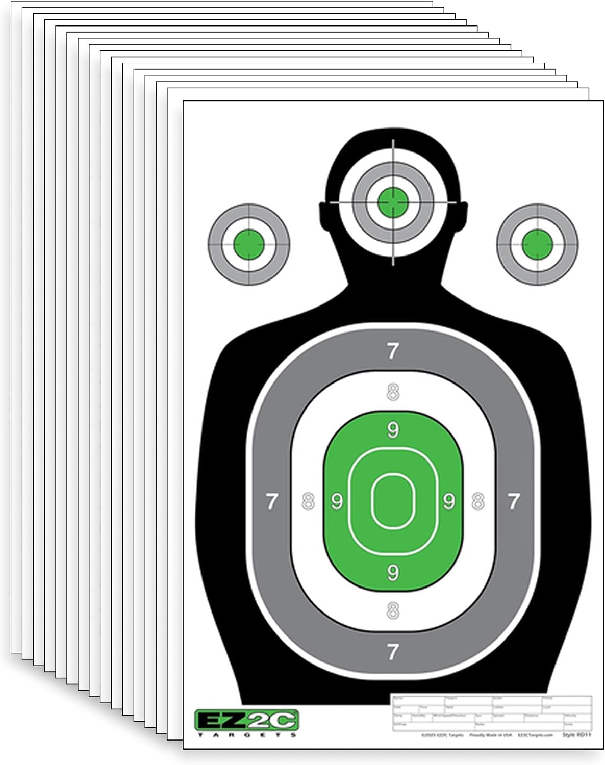50 EZ2C RD11 12"x18" Silhouette Shooting Target, Premium Paper Targets Pad of 50