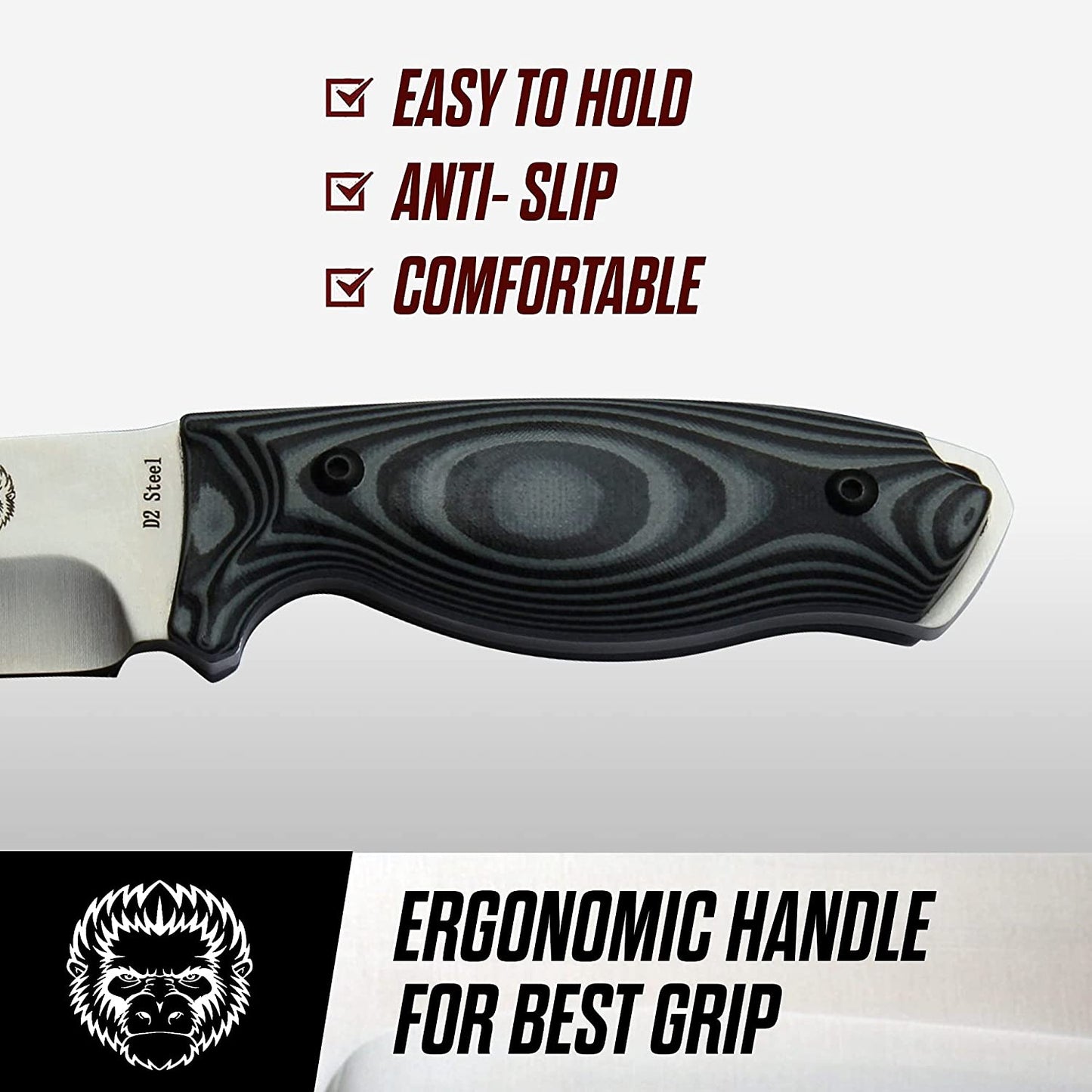 Holtzman's Gorilla Survival "The Silverback" Full Tang D2 Survival Camping Knife Gift Set
