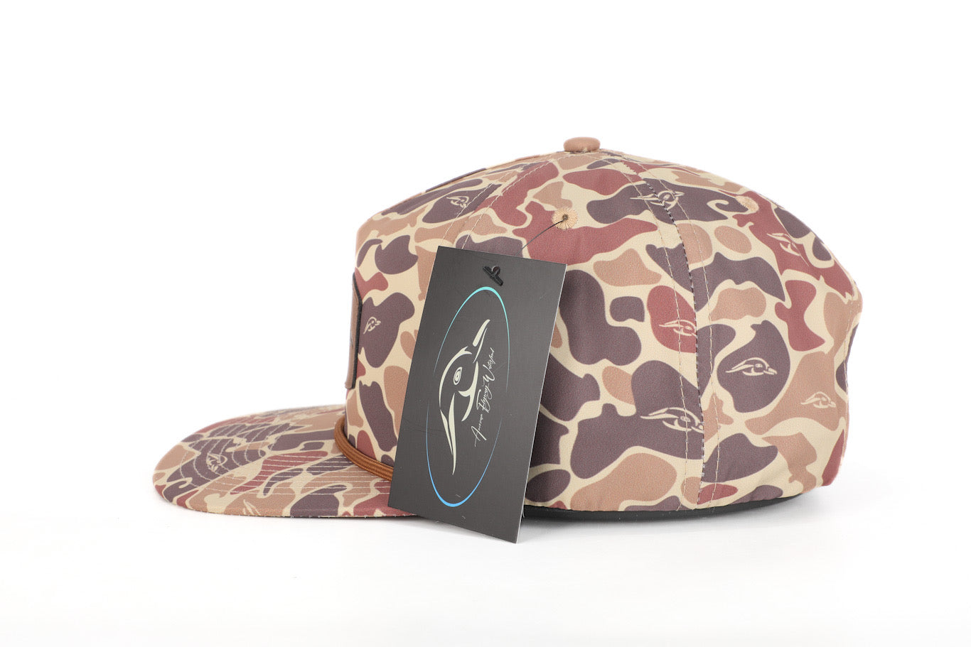 AF Waterfowl Leather Patch Brown Old School Camo Vintage Rope Old School Hat