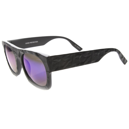 zeroUV Unique Textured Square Flat Top Sunglasses 9866