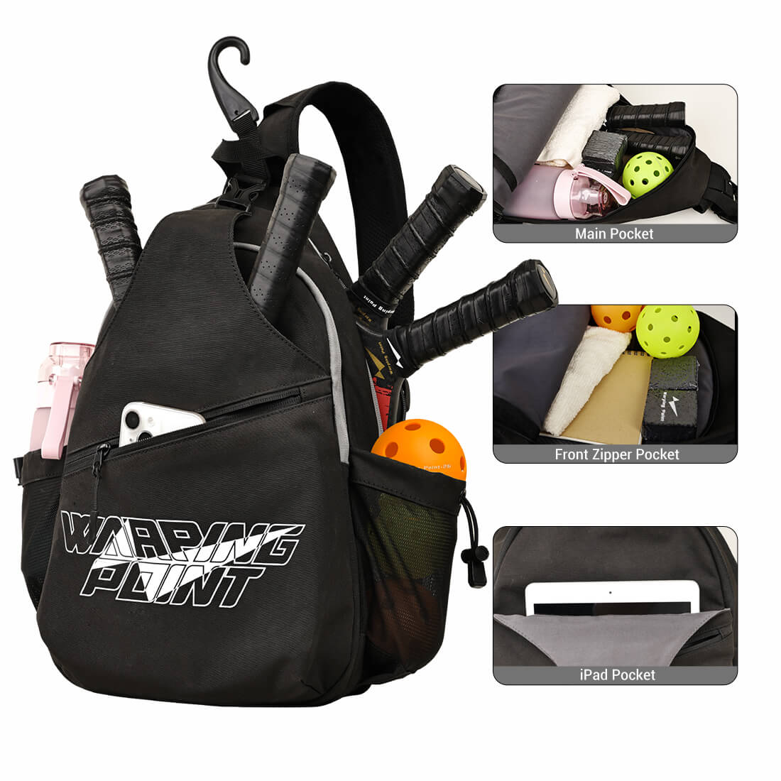Warping Point Pickleball Sling Bag - Black