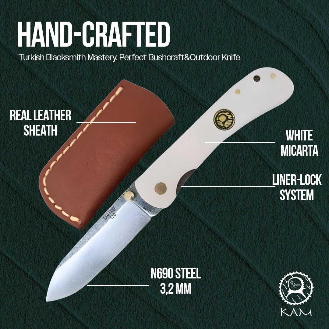 Kam Knife - T20 - White Handle - Pocket Knife