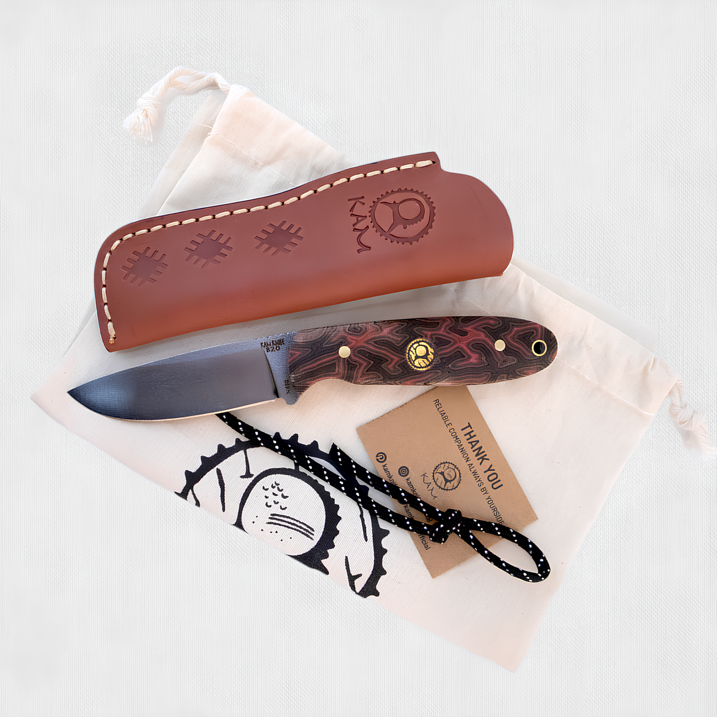 Kam Knife - B20 - Orange G Micarta Handle - Fixed Blade