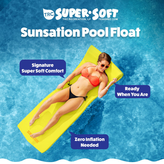 TRC Recreation Sunsation 1.75" Thick Foam Lounger Swimming Pool Float, Yellow
