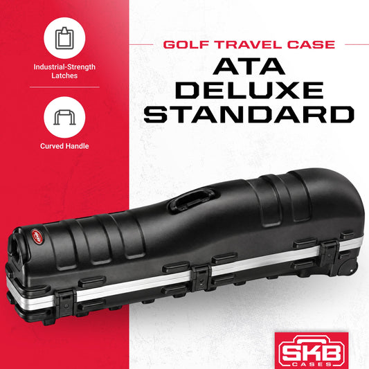 SKB Cases ATA Deluxe Standard Hard Plastic Storage Wheeled Golf Bag Travel Case