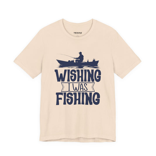 Texas Rigged Tees Wishing I Was Fishing (Boat Edition) — Unisex Cotton Tee