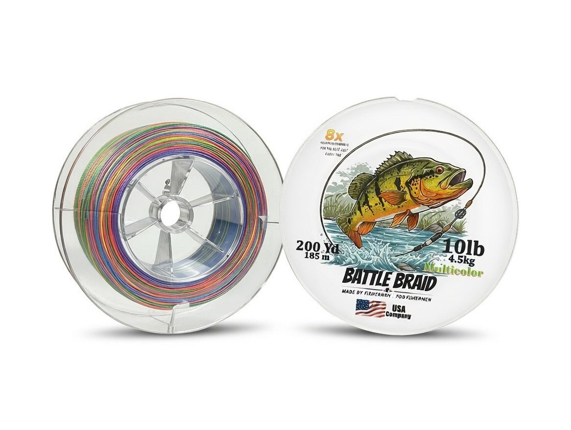 BATTLE BRAID MULTICOLOR 200/300 YARD SPOOL 8x PE