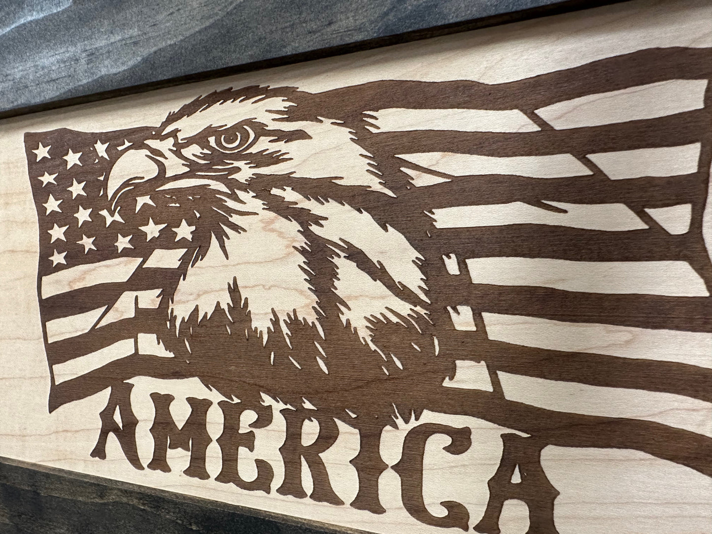 Bellewood Designs - American Flag with Bald Eagle Patriotic Decorative Wall-Mounted Secure Gun Cabinet