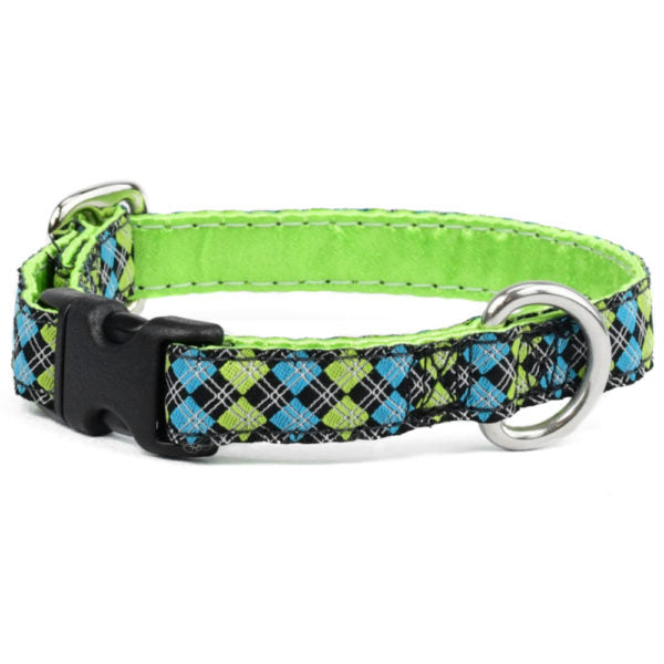 2 Hounds Design 5/8″ Argyle Turquoise and Green Dog Collar