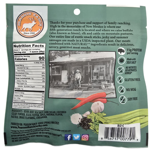 Pearson Ranch - Buffalo Jerky - 2.1oz Resealable Bag