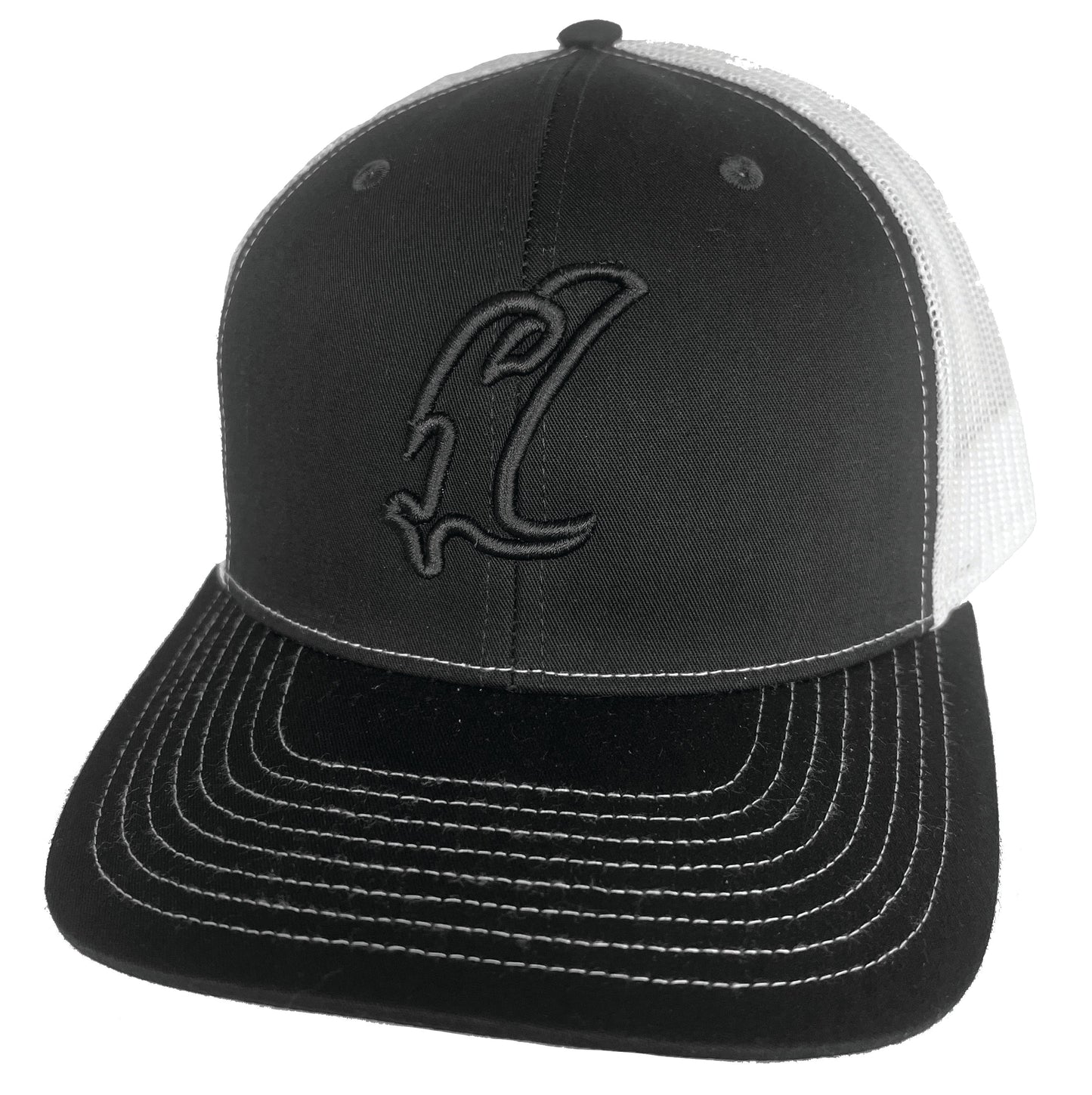 Vicious Fishing "Vic" Outline Black & White Adjustable Hat