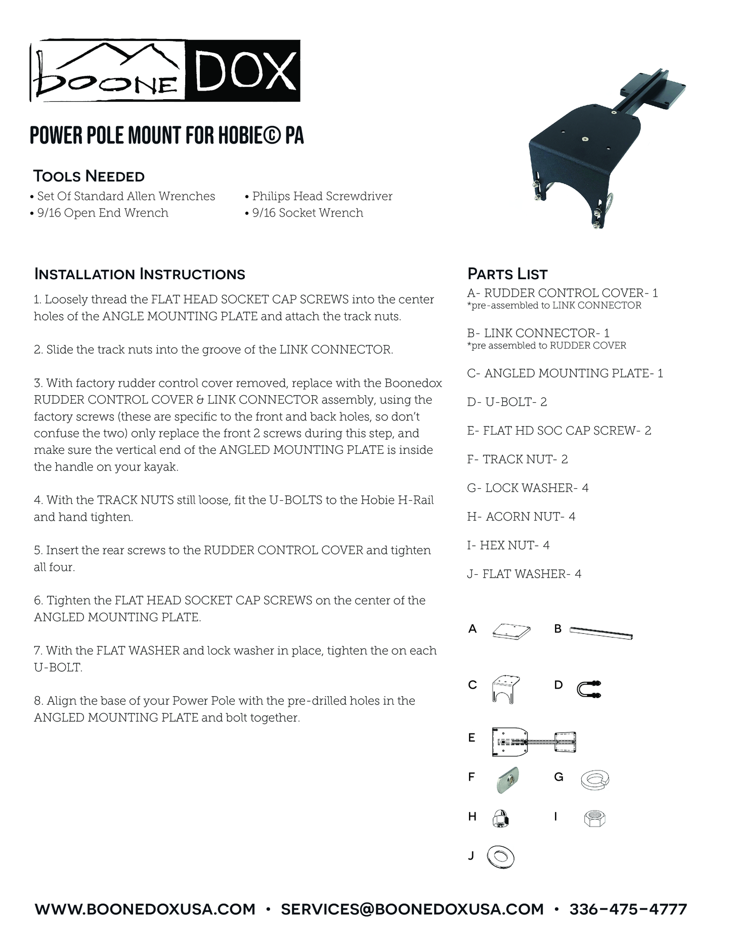 Power Pole® Mount For Hobie® Pro Angler 12 & 14