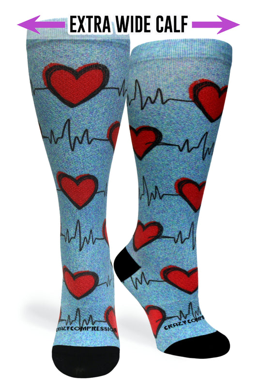 Crazy Compression Heart Station Blue - (Standard & Extra Wide)