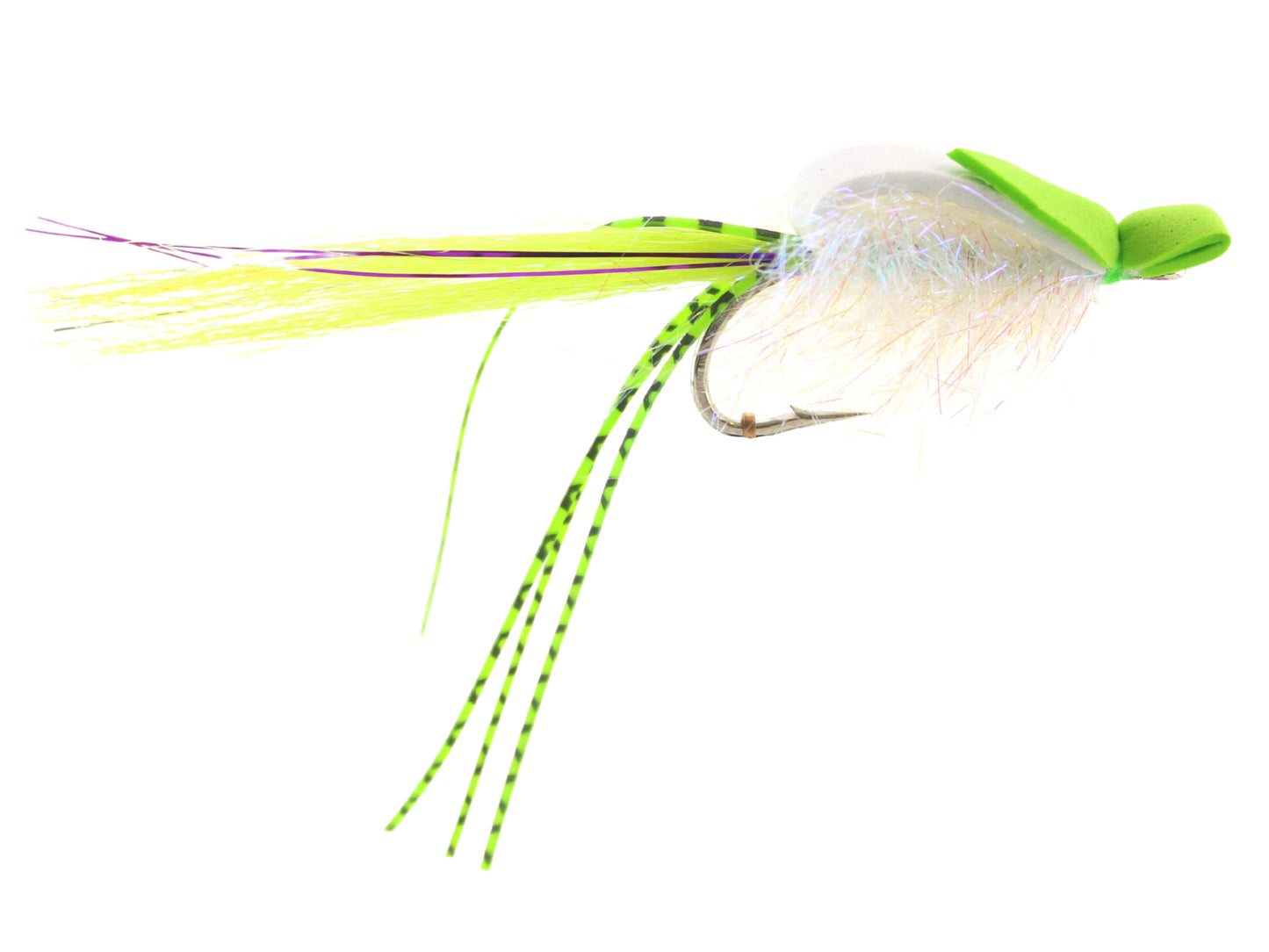 Wild Water - Chartreuse and White Saltwater EP Foam Fly, size 2/0, Qty. 2