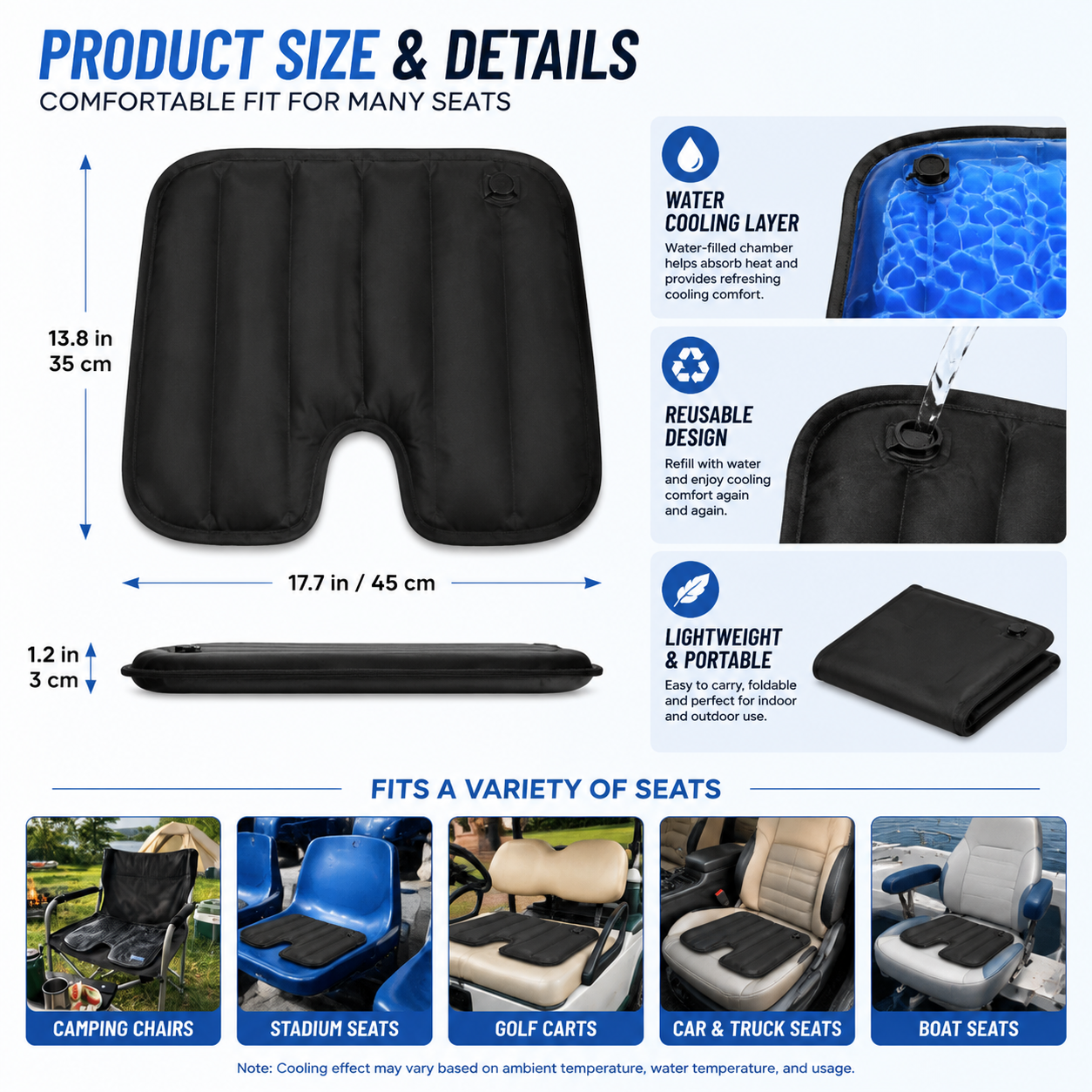 LITEGUEST Water Cooling Gel Seat Cushion Portable U-Shaped Pad