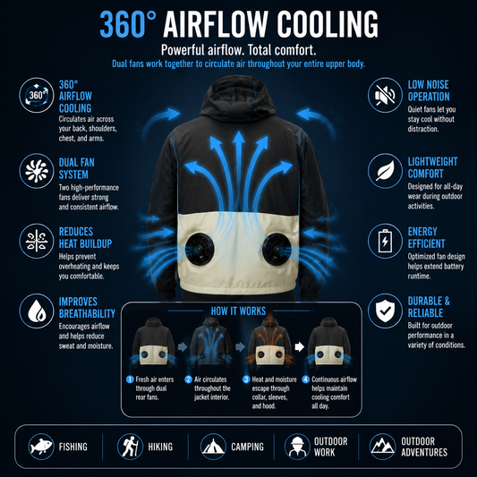 LITEGUEST™ UPF50+ Cooling Fishing Jacket – Built-In Fans for Sun & Heat
