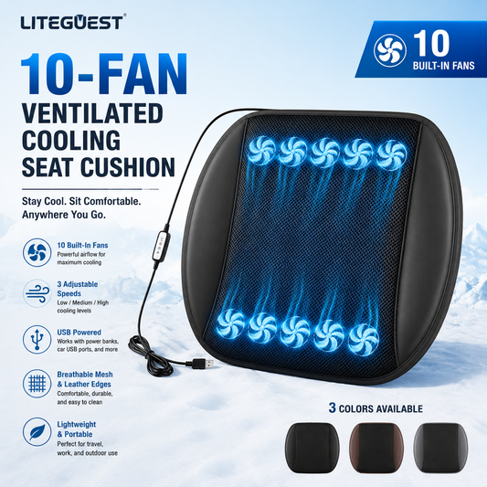LITEGUEST Cooling Fan Seat Cushion Portable Air Circulation Pad Gear
