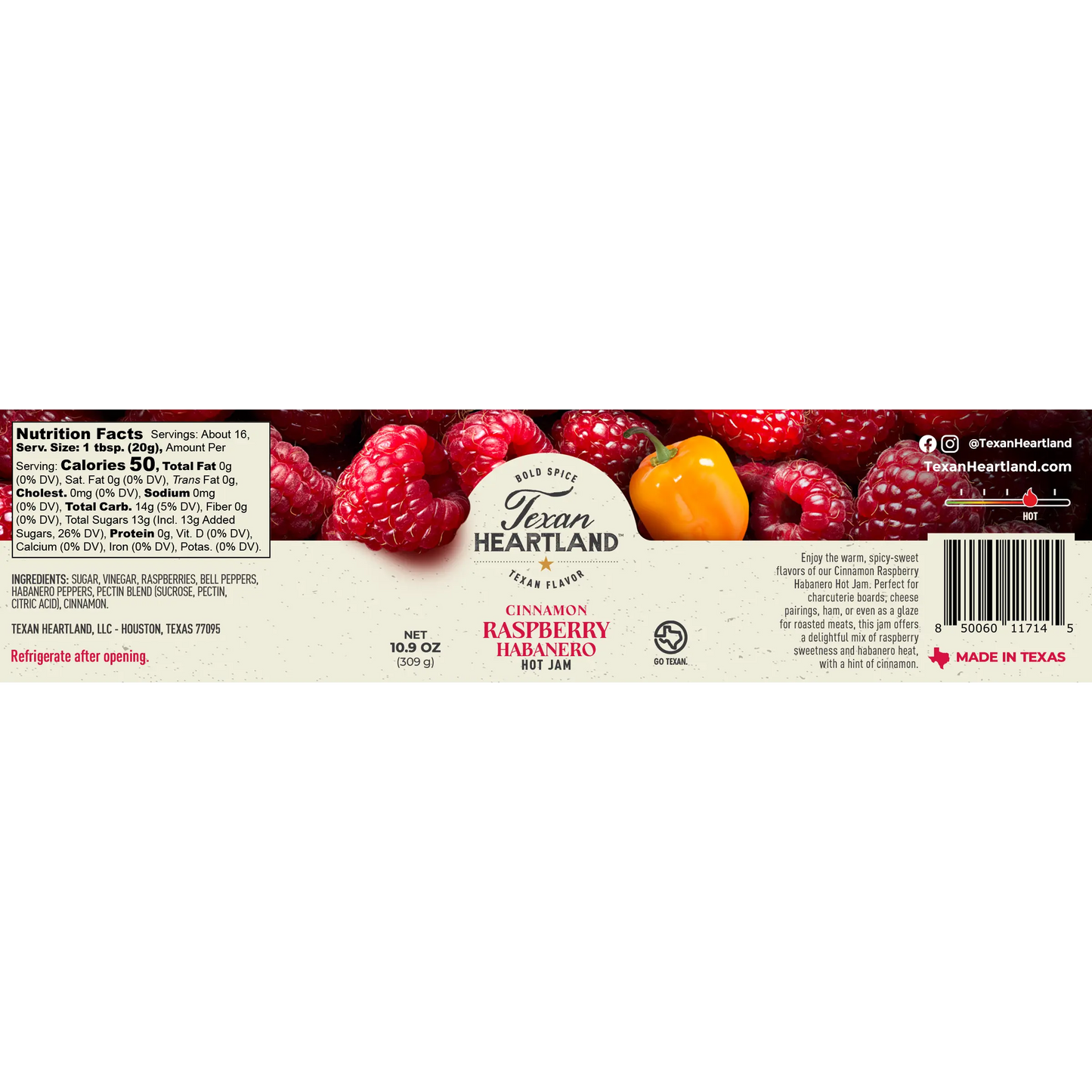 Texan Heartland Cinnamon Raspberry Habanero Hot Jam