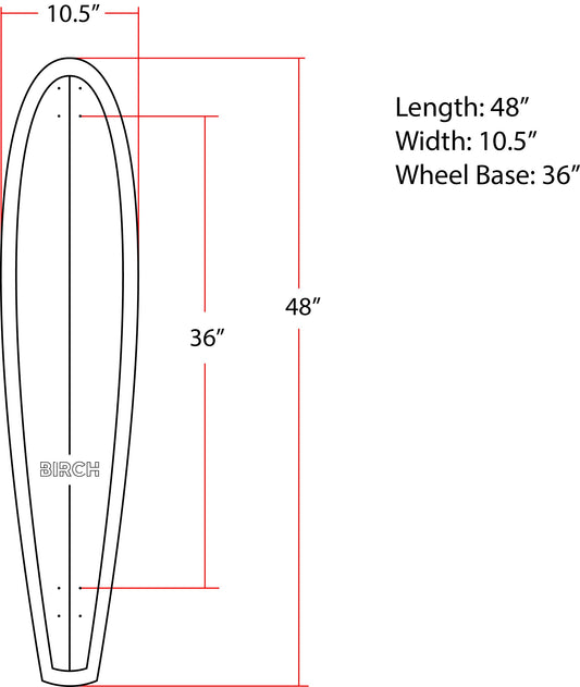 BIRCH 48" Classic Cruiser: Classic Retro Longboard Skateboard