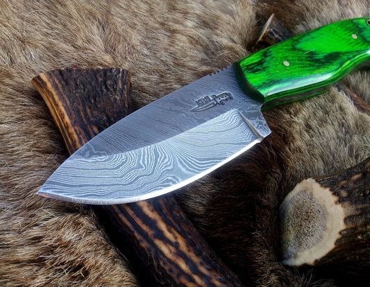 KBS Knives Custom Handcrafted Full Tang Damascus Steel Bushcraft Knife