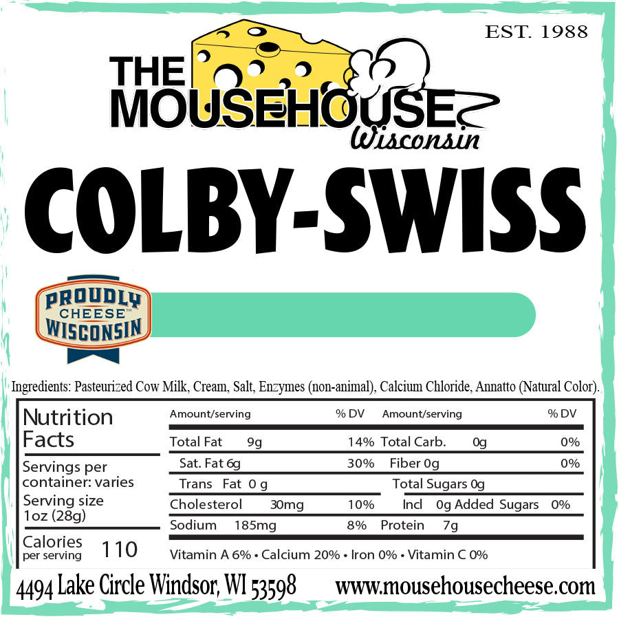 Mousehouse Cheesehaus Colby Swiss, Approx wt. 12oz