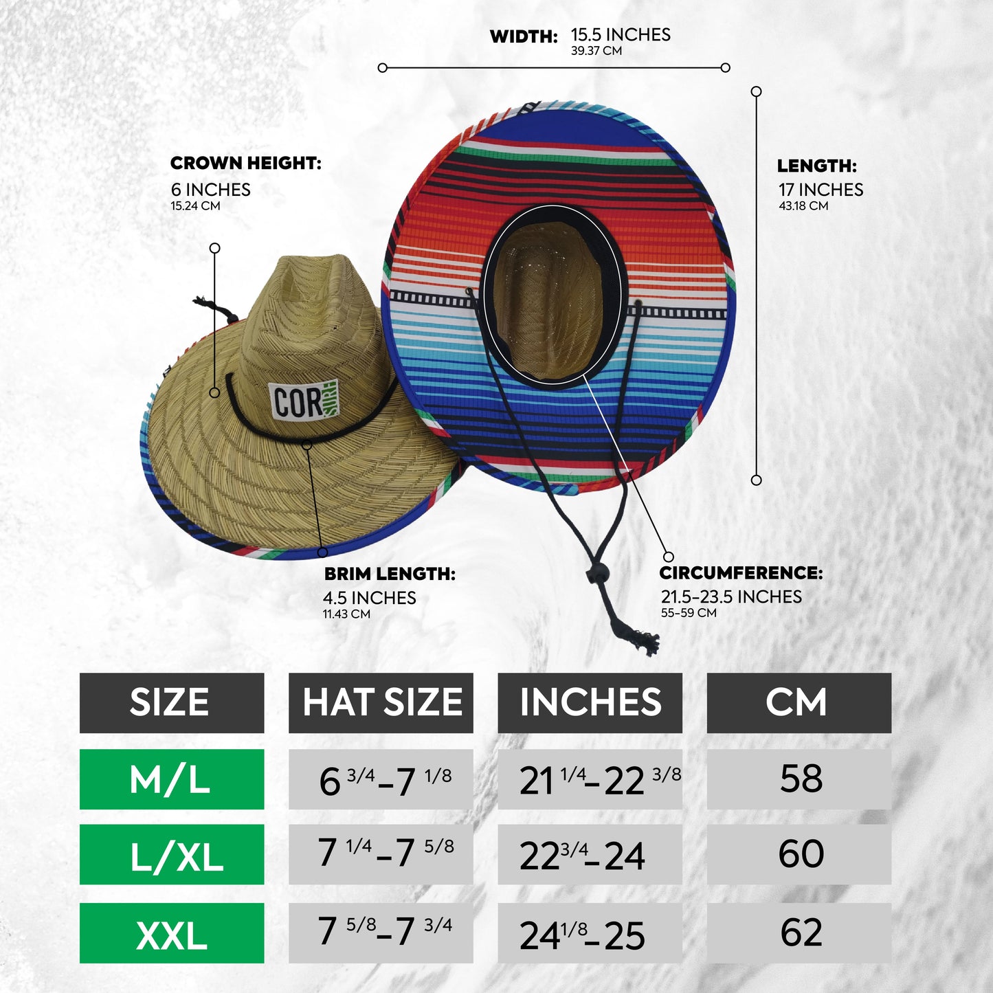 COR Surf Mens Straw Beach Hat - Blue Camouflage