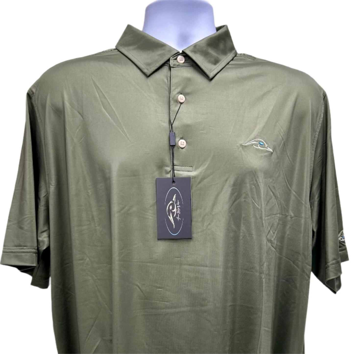 AF Waterfowl Athletic Fit Style Polos Moss - Solid