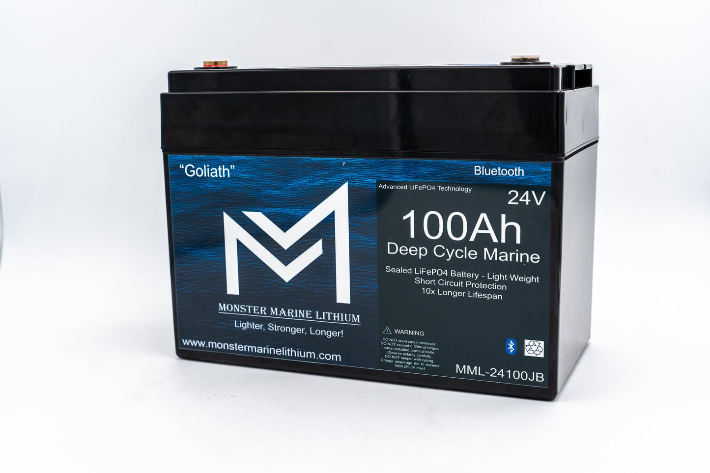 Monster Marine Lithium 24V 100Ah Lithium Marine Trolling Motor Battery "Goliath" - Bluetooth